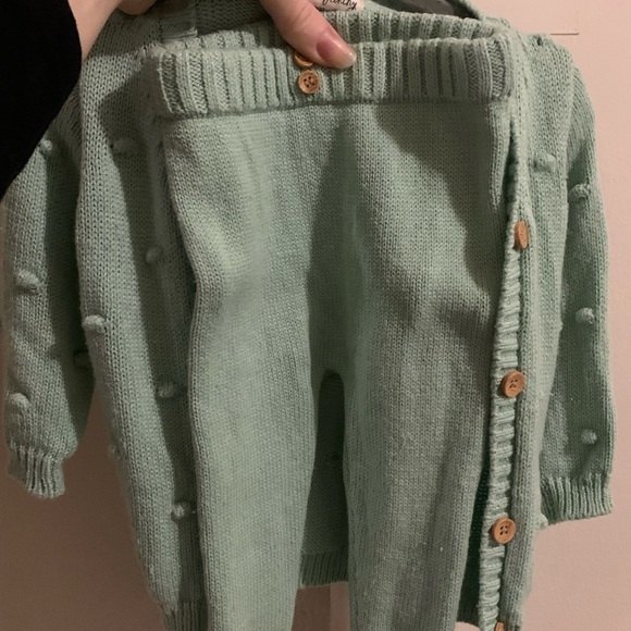 Wilson and Frenchy cardigan and pants. Mint baby green 0-3months outfit. - Picture 5 of 5